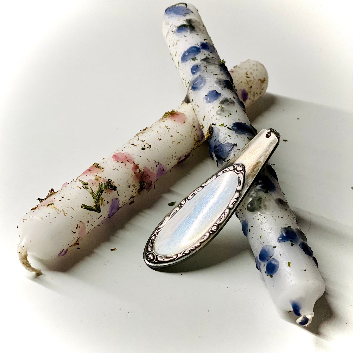 Amulett Anhänger *Spiegelamulett* Edelstahl versilbert Besteckschmuck