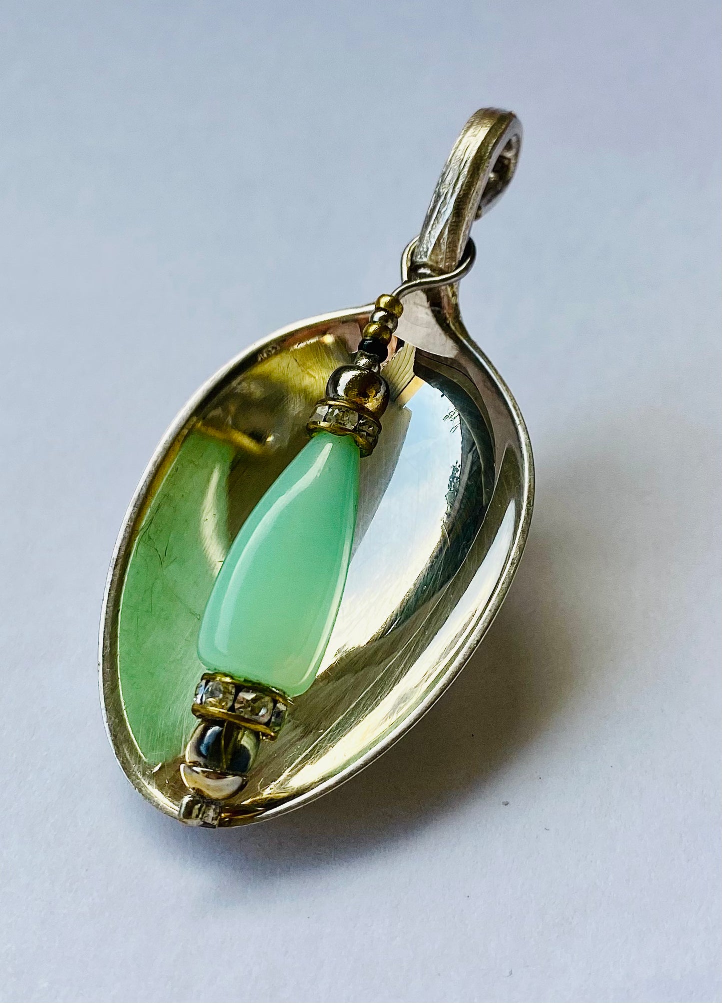 Kettenanhänger „Aventurin“ Silber Gold Besteckschmuck