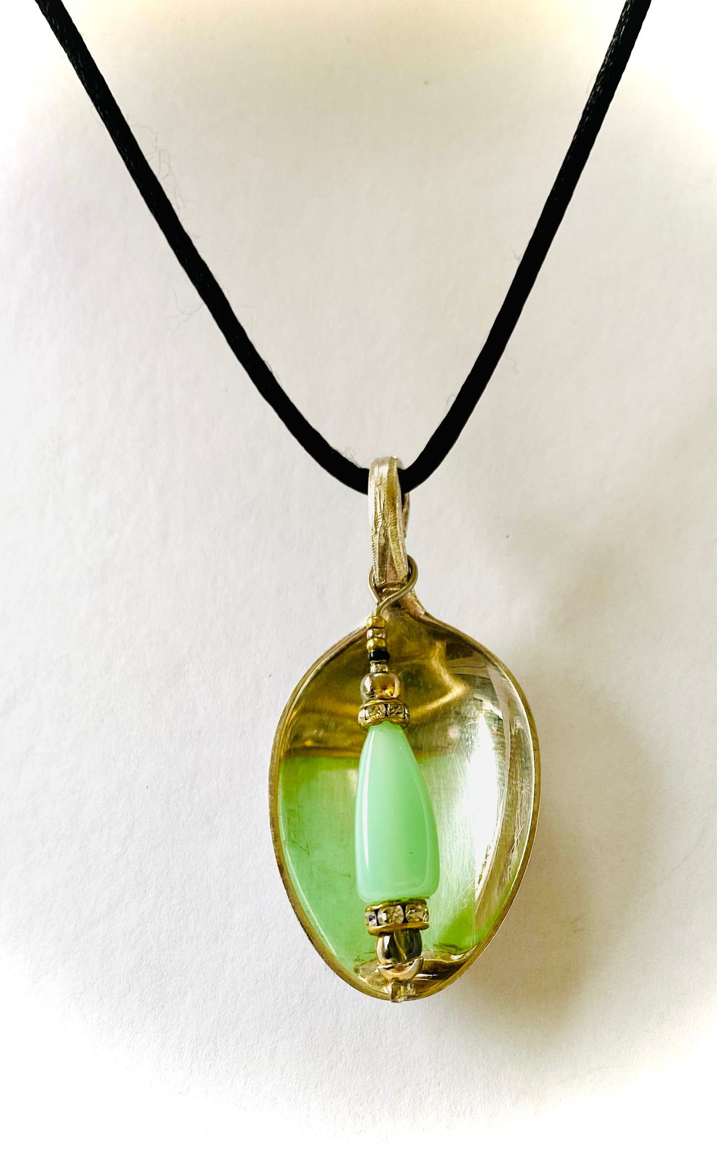 Kettenanhänger „Aventurin“ Silber Gold Besteckschmuck