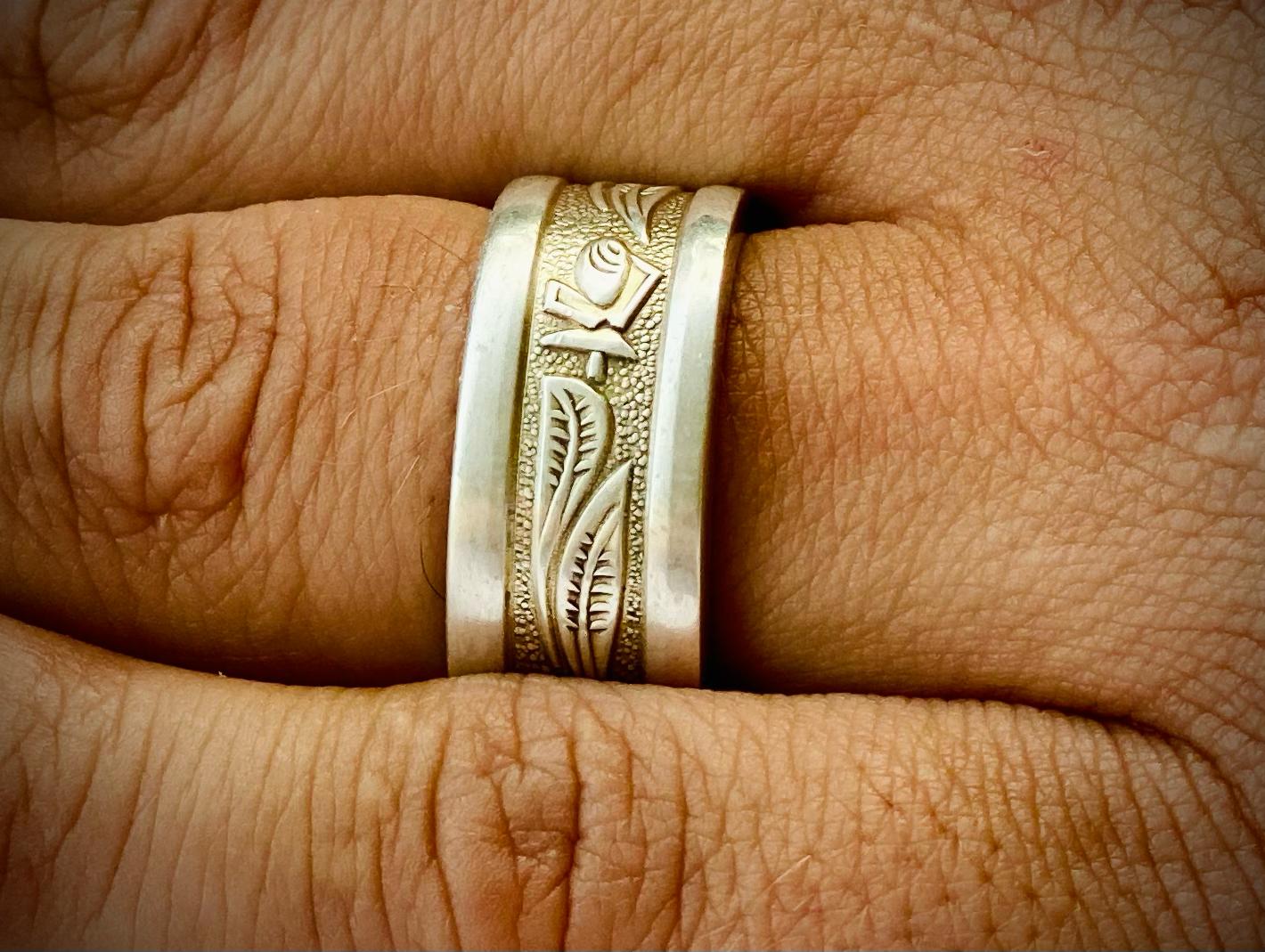Silberring Ring „Stemrose“ vergoldet Besteckschmuck