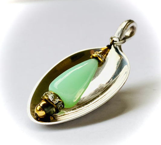 Kettenanhänger „Aventurin“ Silber Gold Besteckschmuck