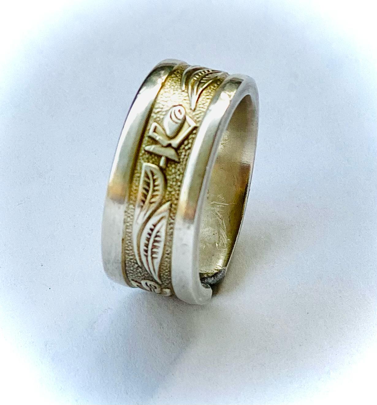 Silberring Ring „Stemrose“ vergoldet Besteckschmuck