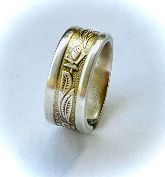 Silberring Ring „Stemrose“ vergoldet Besteckschmuck