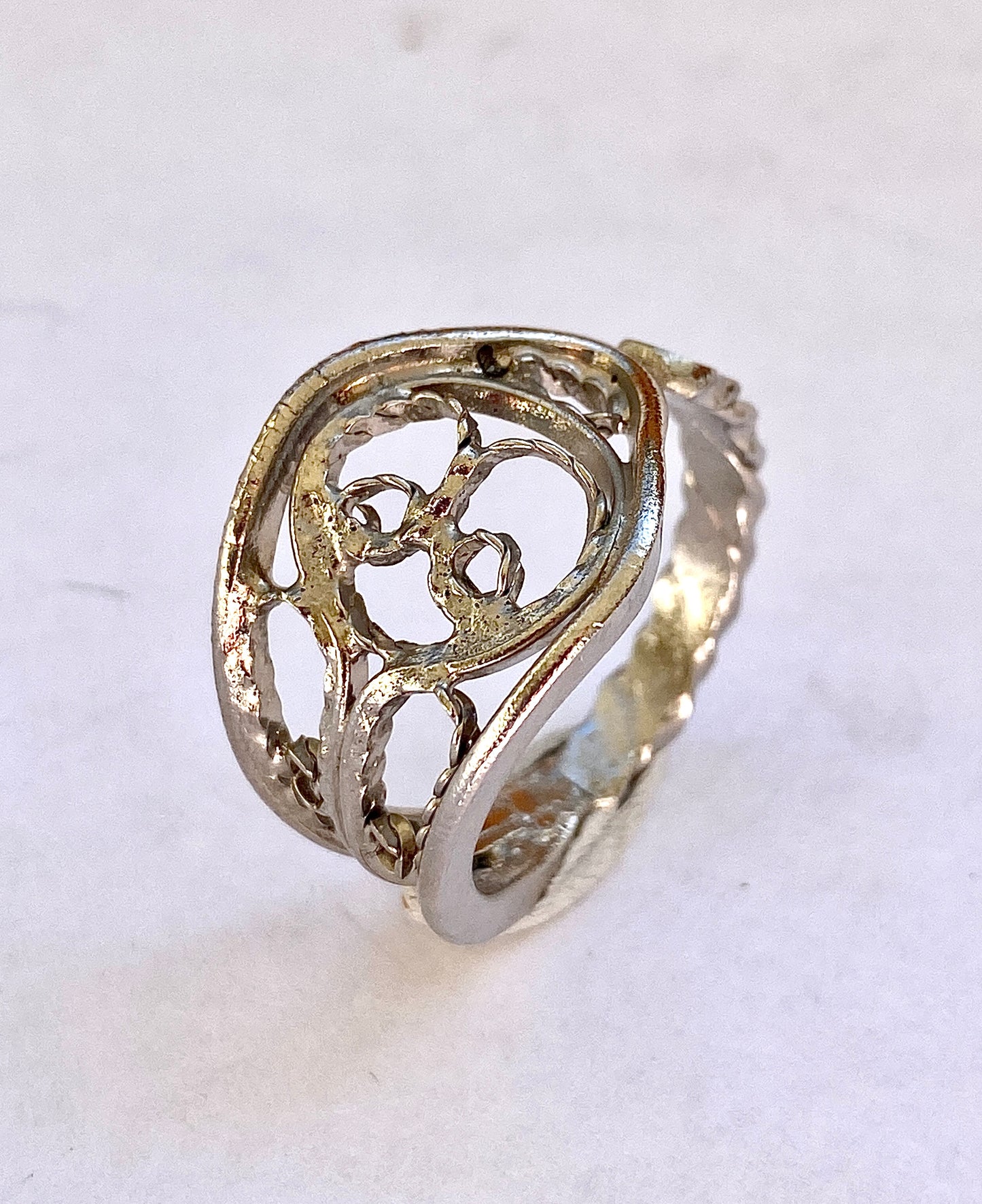 Ring *Tapfere Schneiderlein* Edelstahl versilbert Besteckschmuck