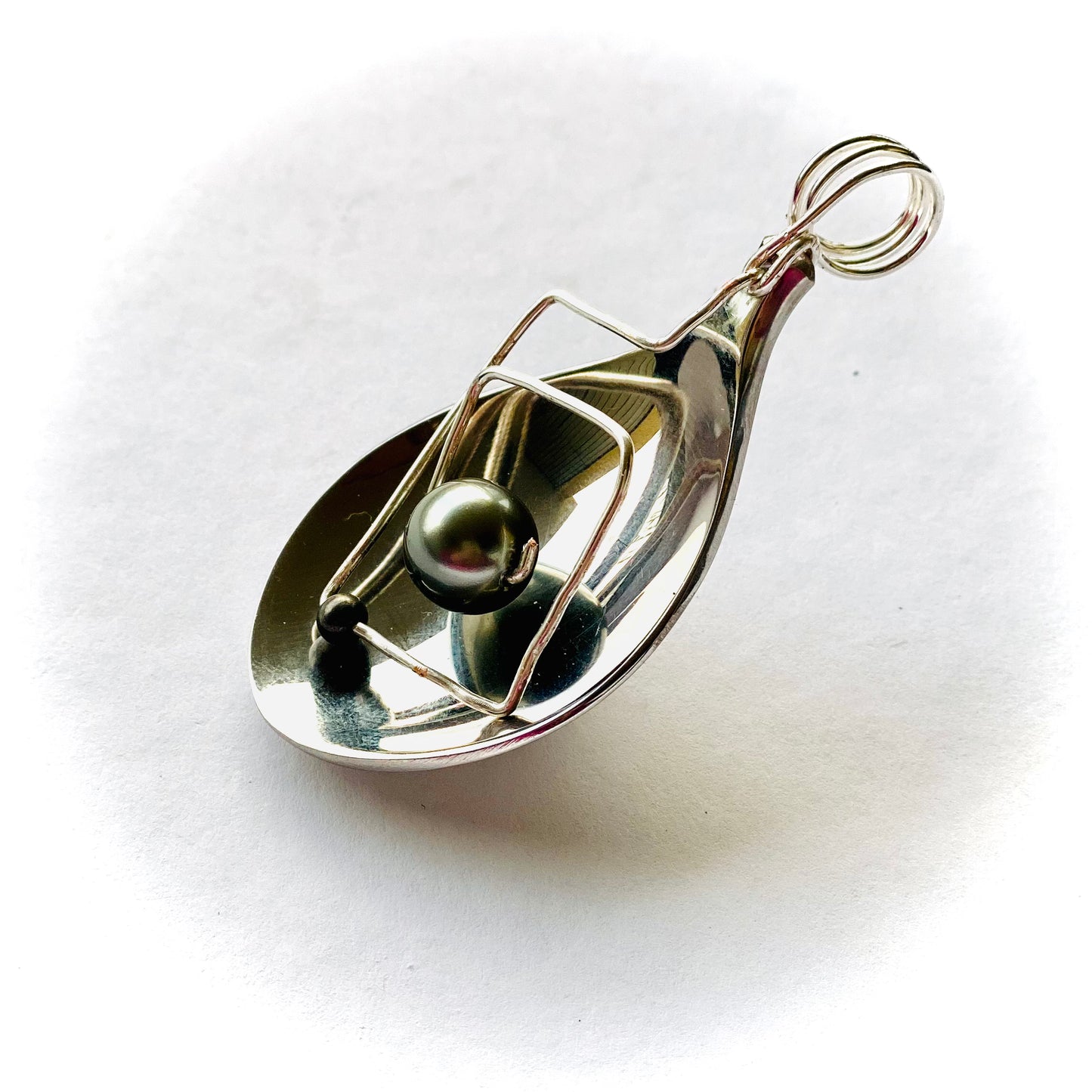 Kettenanhänger „Kraft“ Anhänger  Süßwasserperle Edelstahl Besteckschmuck