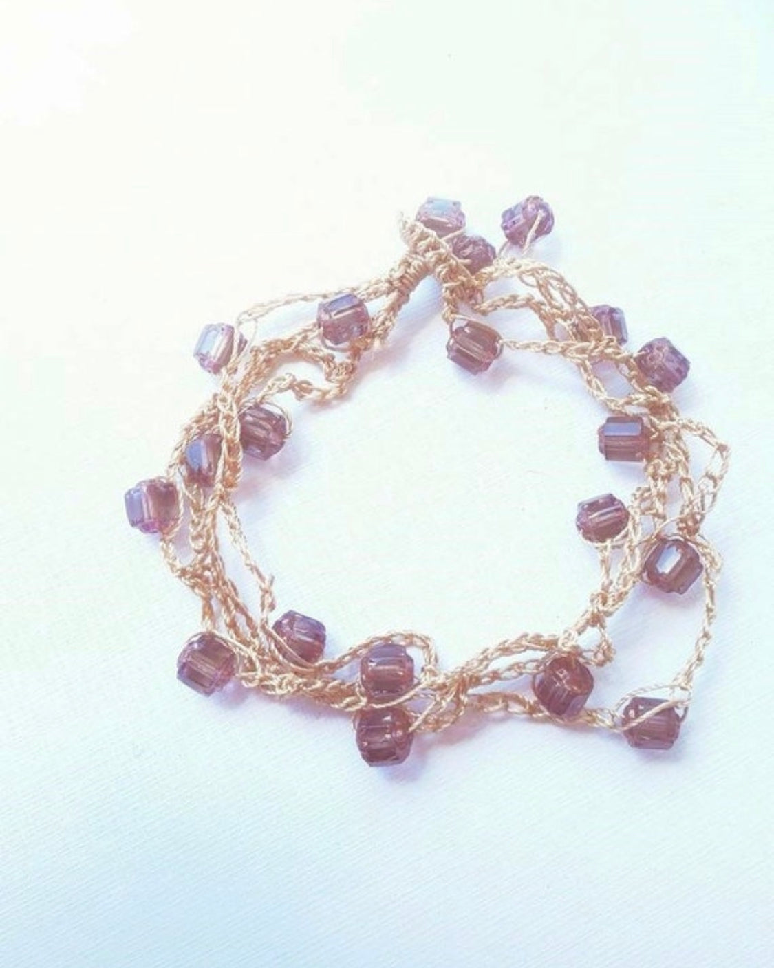 Glasperlen Armband Rosig braun