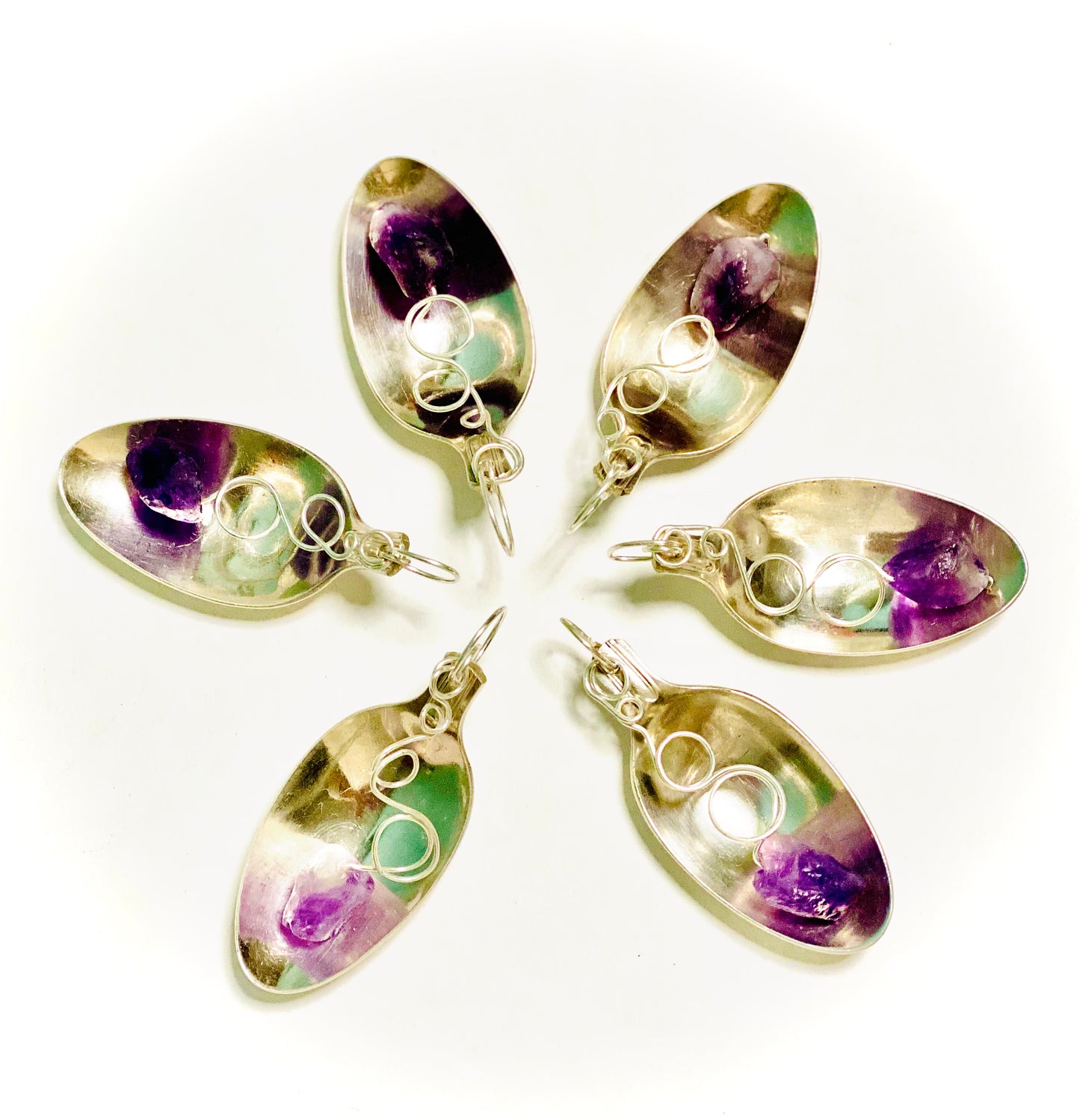 Kettenanhänger „Eingebung “ Anhänger  Amethyst Silber Besteckschmuck